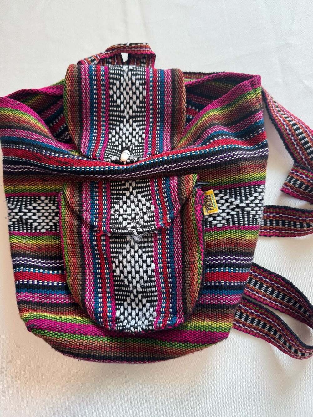 Woven Boho Festival Mini Backpack Southwestern Hippie Stripe Backpack